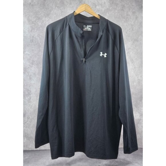 Under Armour Men Fit Heat Gear Loose Half Zip Collar Neck Long Sleeve Shirt 2XL - Picture 2 of 7